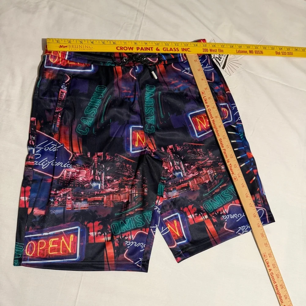Men’s Size M Vibrant Neon Print‎ Board Shorts By Fresh Prints of Bel Air NEW